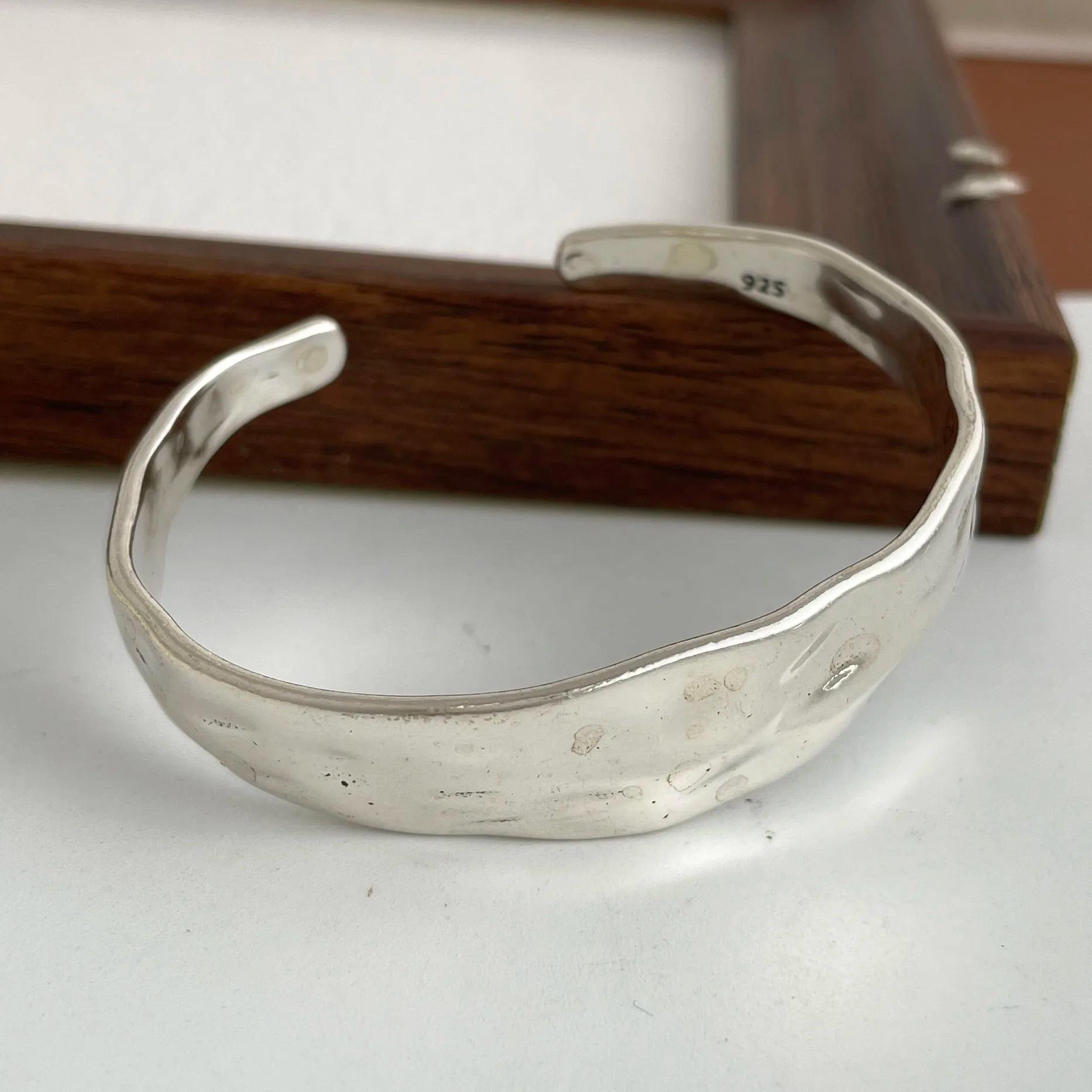 Bracelets en argent Sterling 925 pour femmes et hommes, accessoires larges, tendance, Vintage, chaîn