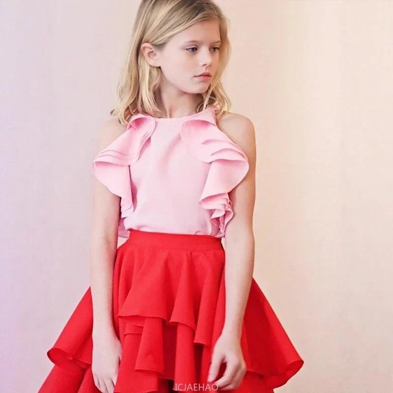 Ensemble jupe Style doux pour filles, tenue mignonne pour spectacle de fête d'anniversaire, robe d'é