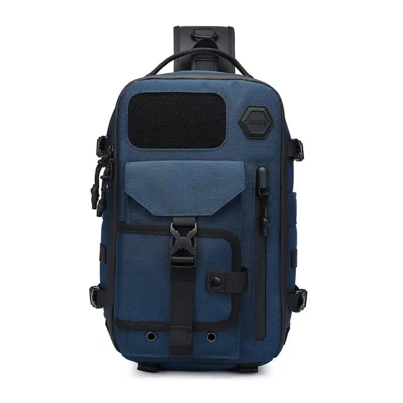 OZUKO-sac à bandoulière pour hommes, sac de poitrine imperméable, sacoche à fermeture éclair, mode s