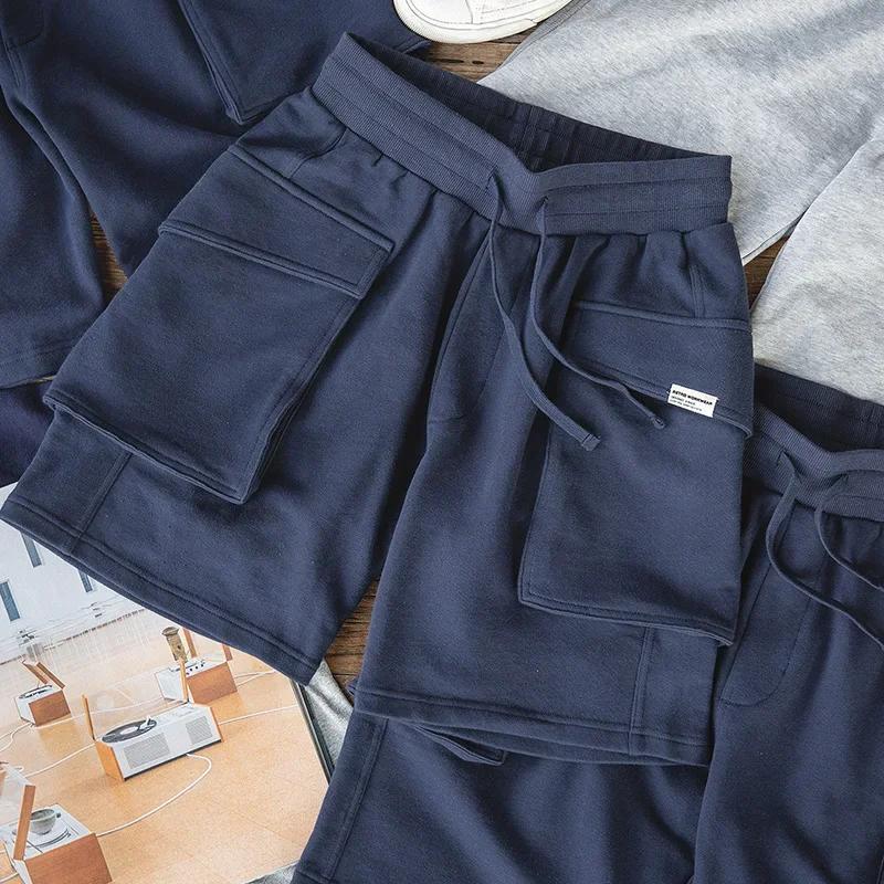 Maden bleu marine P44 Cargo Joggers Shorts hommes ample coton grande poche travail tactique pantalon