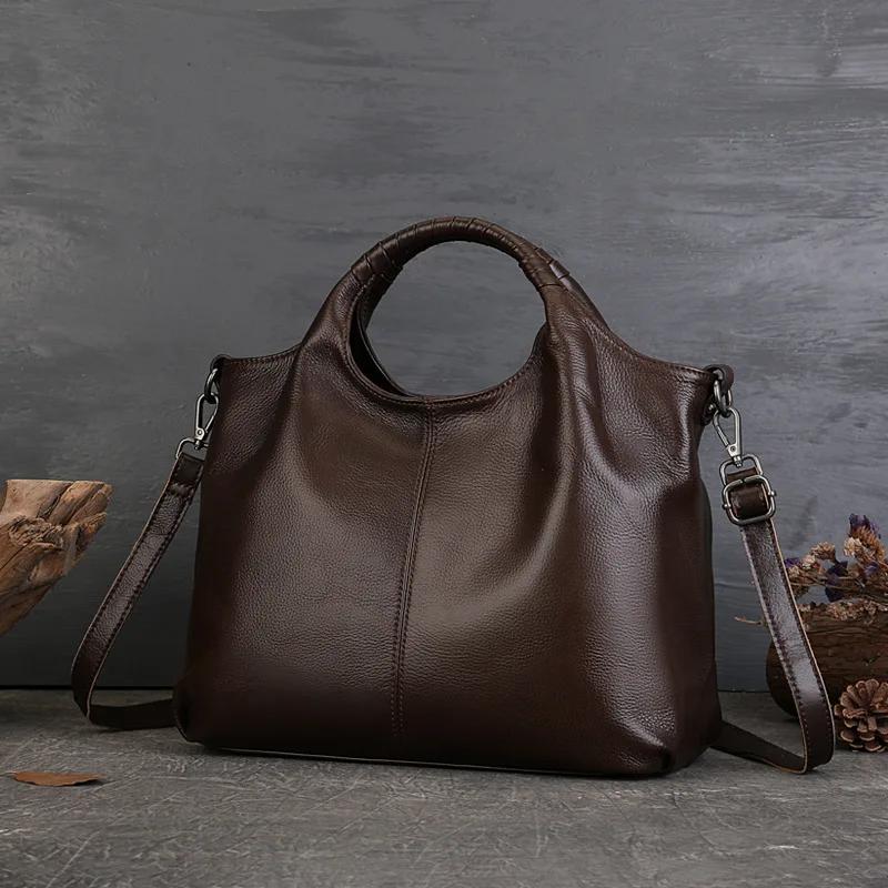 Sac fourre-tout Vintage en cuir véritable pour femmes, fourre-tout de bonne qualité, grand sac à ban