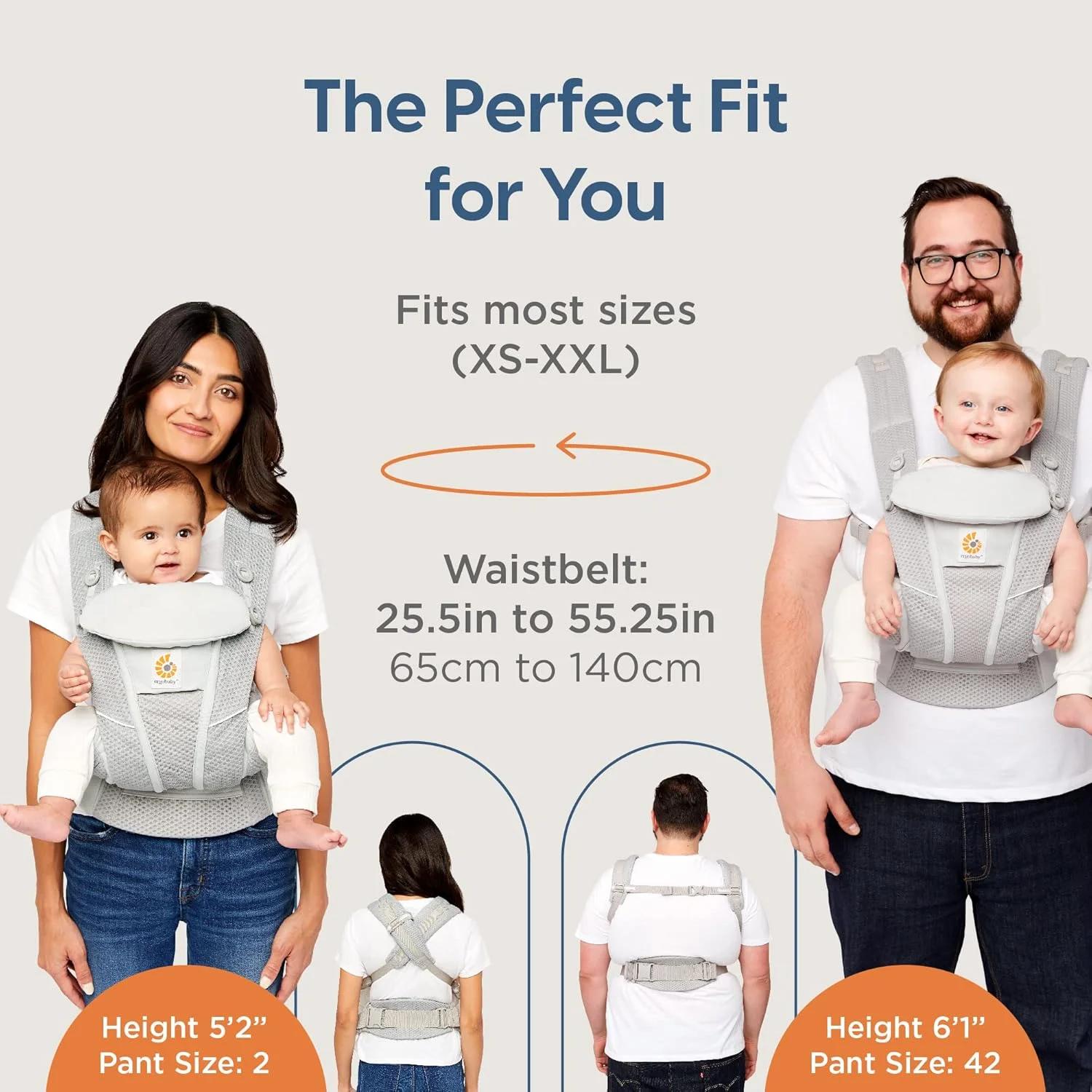 Ergobaby Porte-bébé en maille respirante, toutes positions de transport, améliorant le soutien lomba