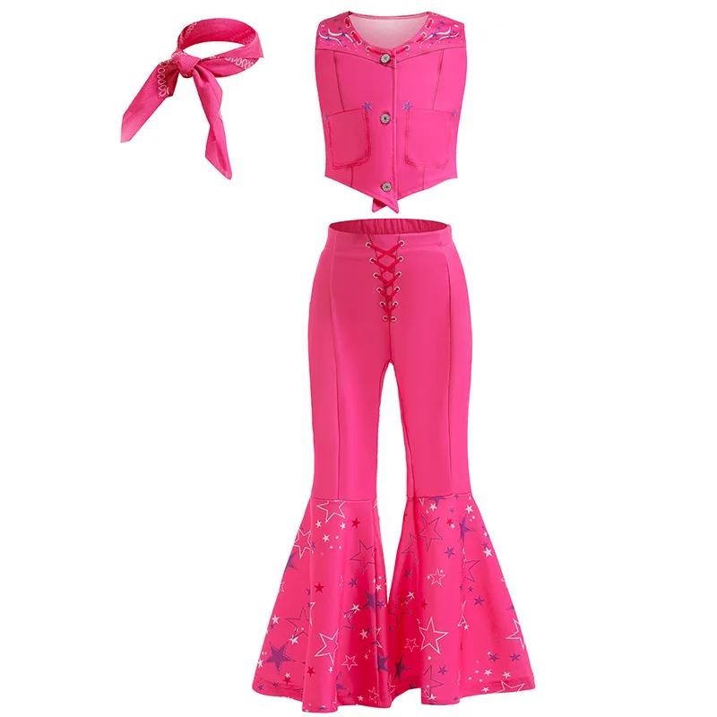 Robe été sans manches bébé fille carreaux bretelles cowboy - Style Margot Robbie Halloween jeu rôle déguisement