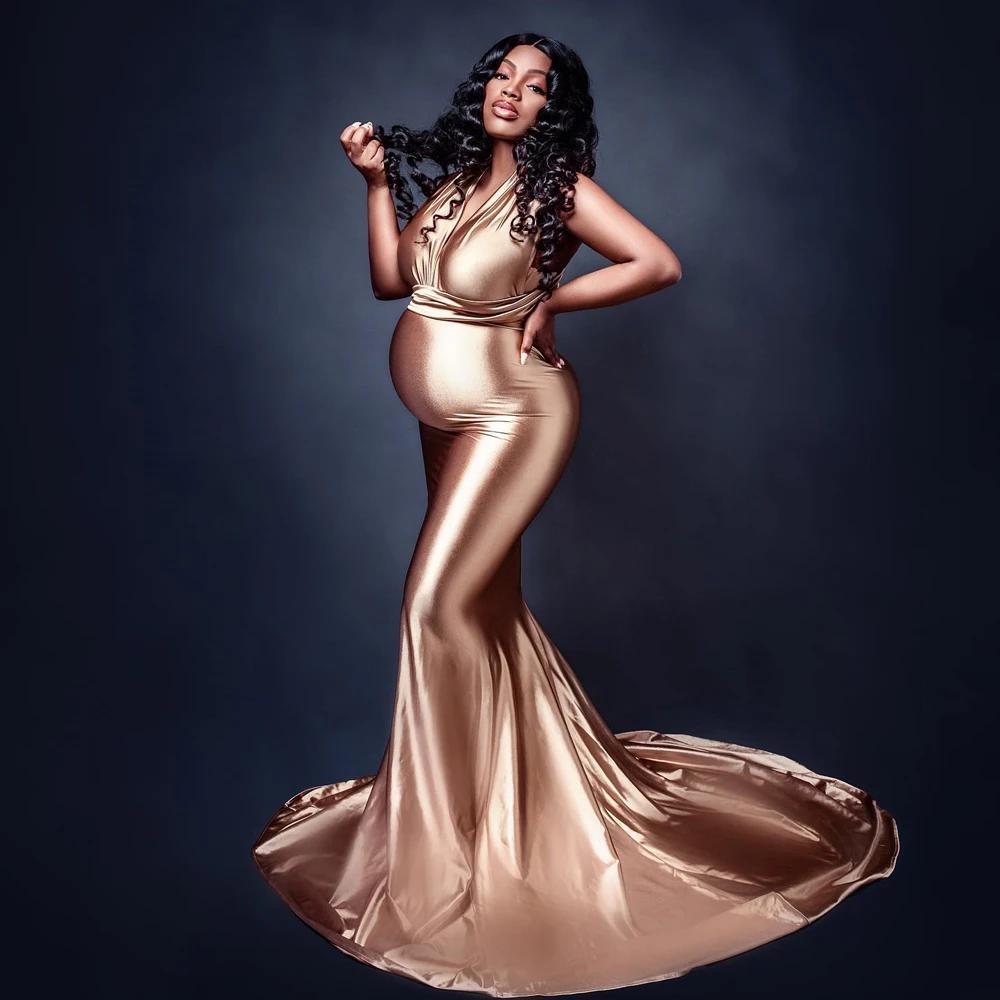 Robe de maternité en Satin extensible Convertible, tenue de soirée multi-voies pour les fêtes prénat