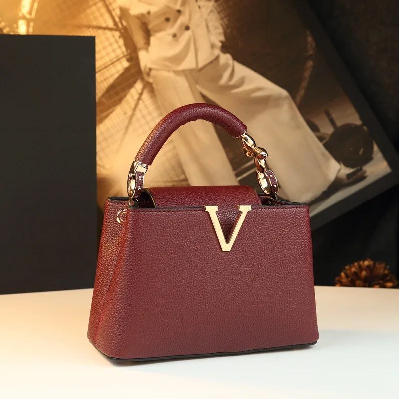 Sac à main en cuir pour femme, tendance, décontracté, classique, vintage, élégant, de créateur, haut