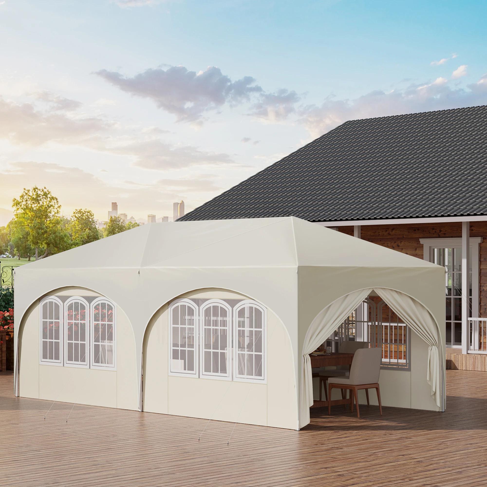 WOLTU Gazebo de pavillon pliant 3x6m auvent de jardin avec 6 parois latérales hauteur réglable tente