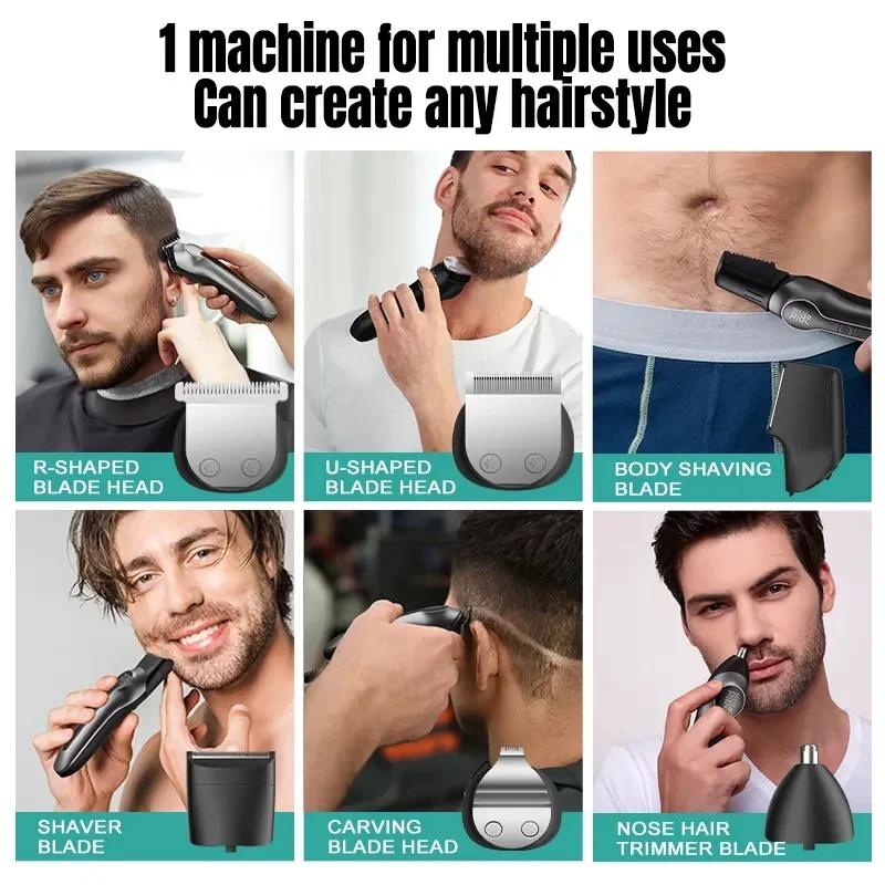 Kit de toilettage multifonctionnel Mijia 6-en-1, tondeuse à cheveux avec écran numérique, rasoir éle