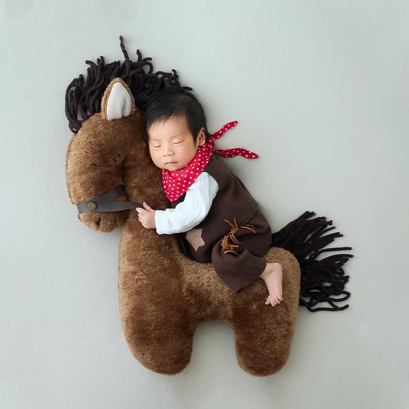 Accessoires de photographie pour nouveau-nés, thème Cowboy, Costumes pour bébé garçon avec écharpe,