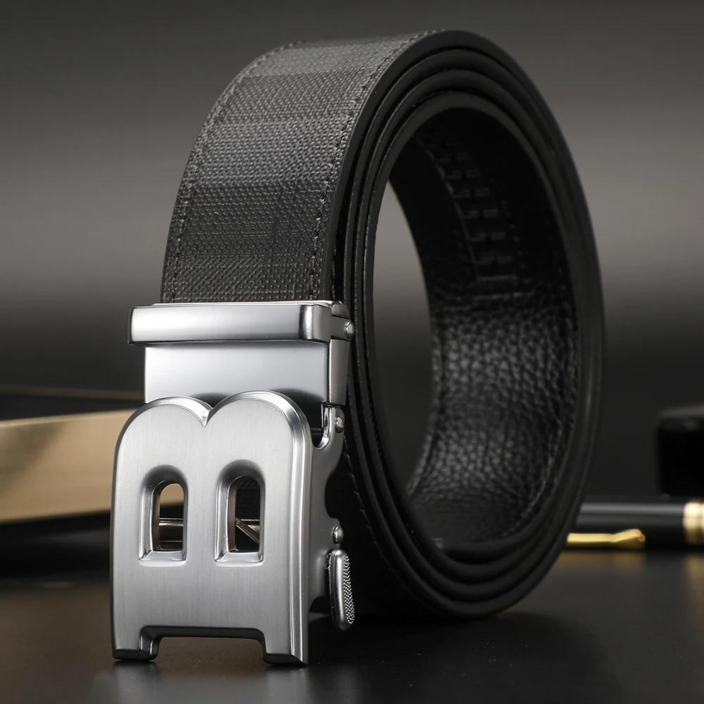 Haute qualité large 3.4 cm hommes ceinture en cuir véritable toile luxe sangle hommes ceintures pour