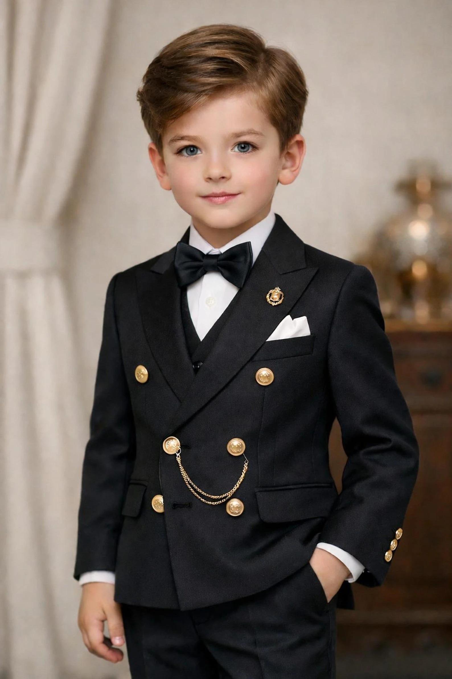 Costume Garçon Croisé 2 Pièces pour Mariage, Tenue de Garçon d'Honneur pour Anniversaire, Ensemble E