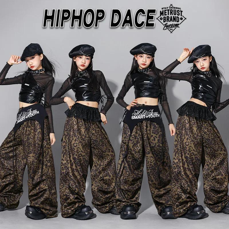 Vêtements K-pop pour filles, haut court en maille, pantalon camouflage, costumes hip hop, streetwear