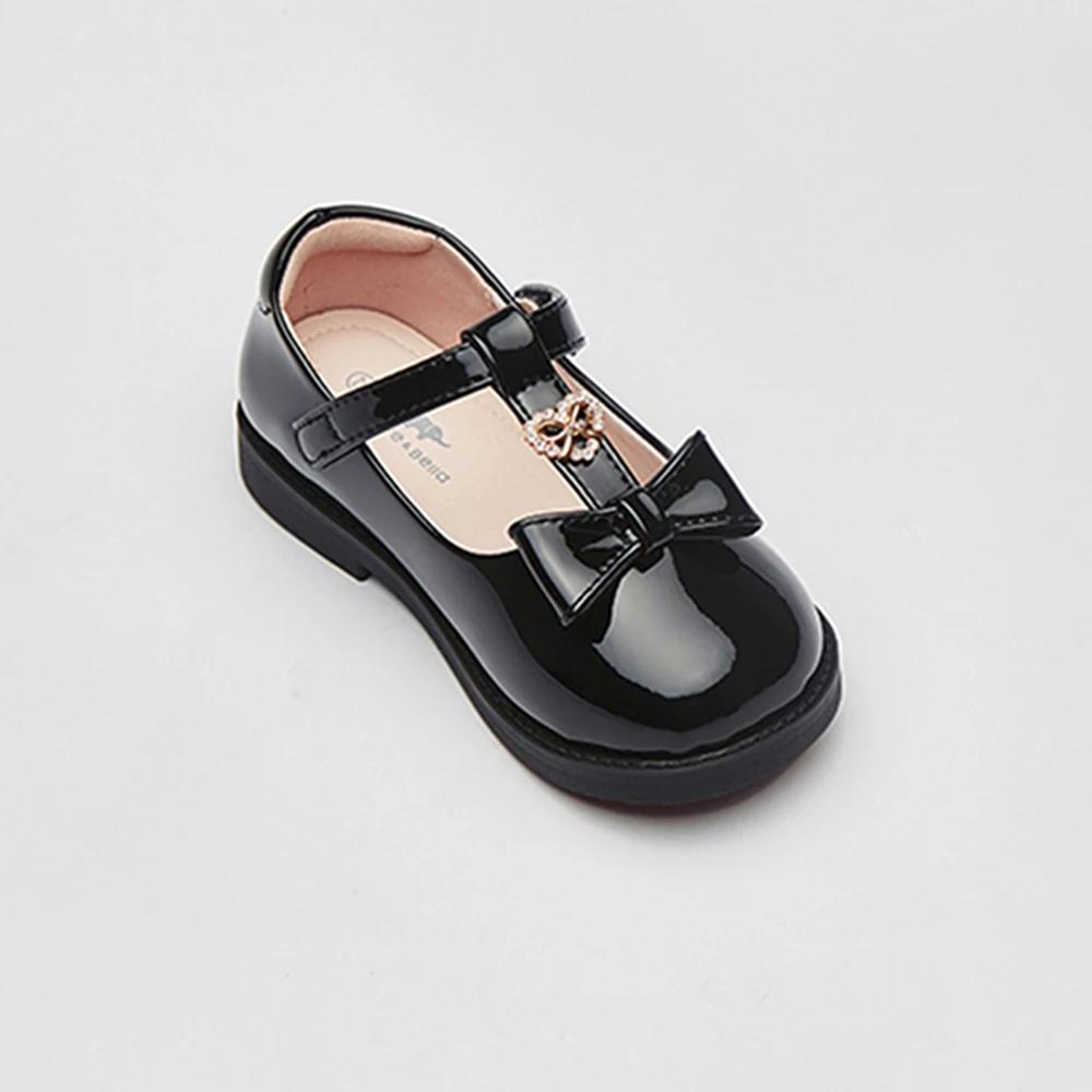Dave Bella chaussures en cuir pour filles noir automne nouvelle Collection chaussures de princesse p