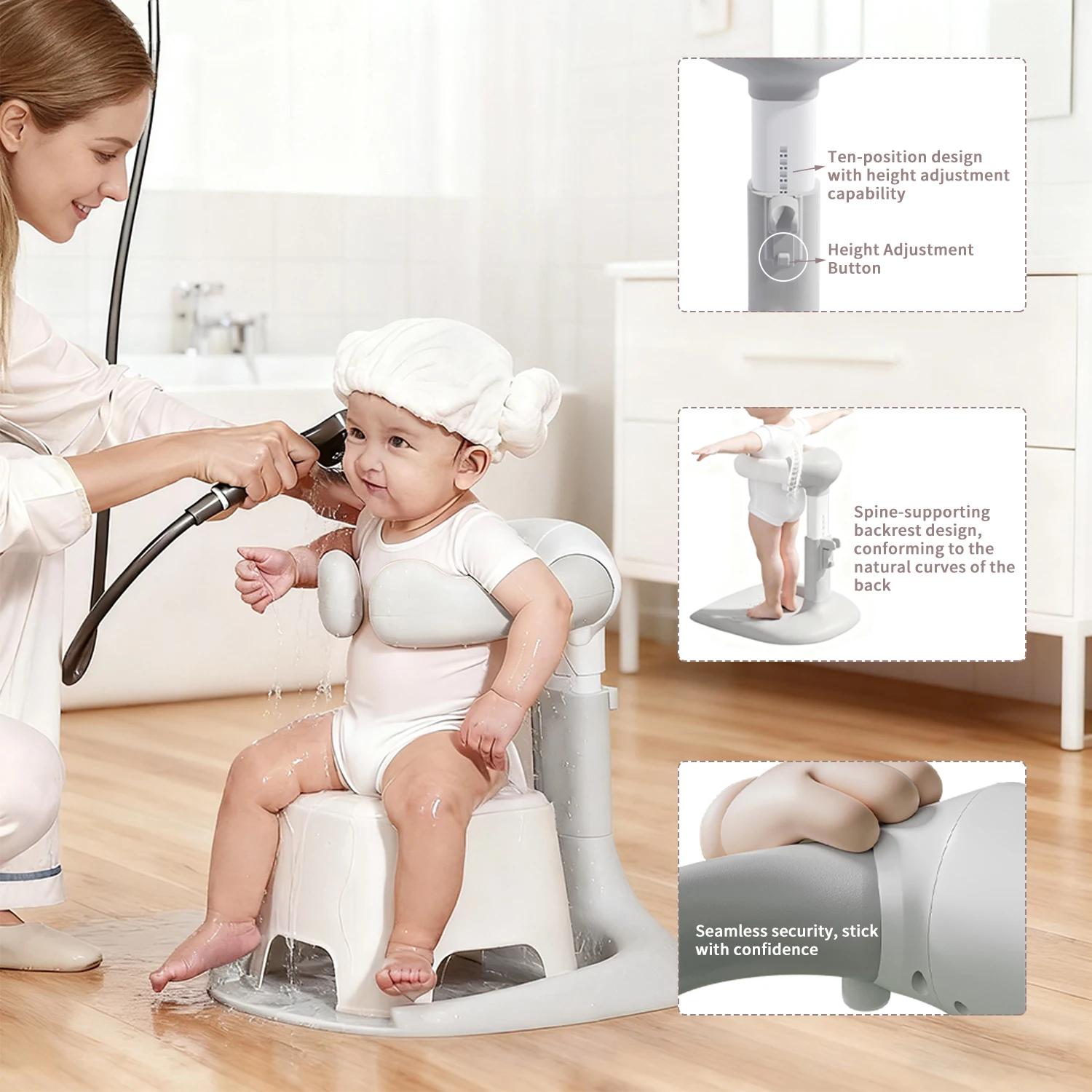 Support de bain pour bébé, Assistant de bain pour bébé, Support de bain avec hauteur et accoudoir ré