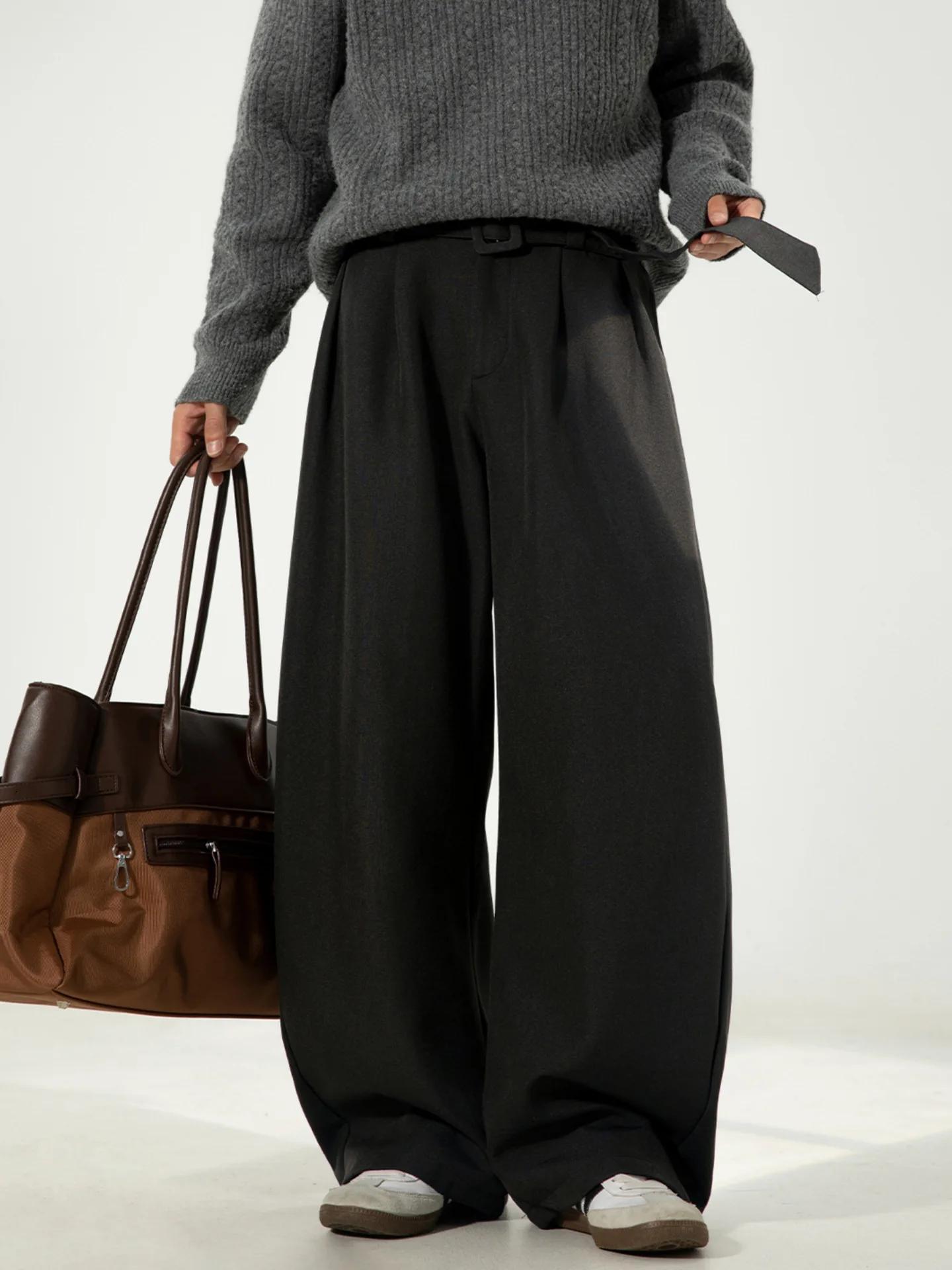Pantalon plissé drapé à jambes incurvées pour hommes, coupe ample, jambe droite, Style rétro, pantal