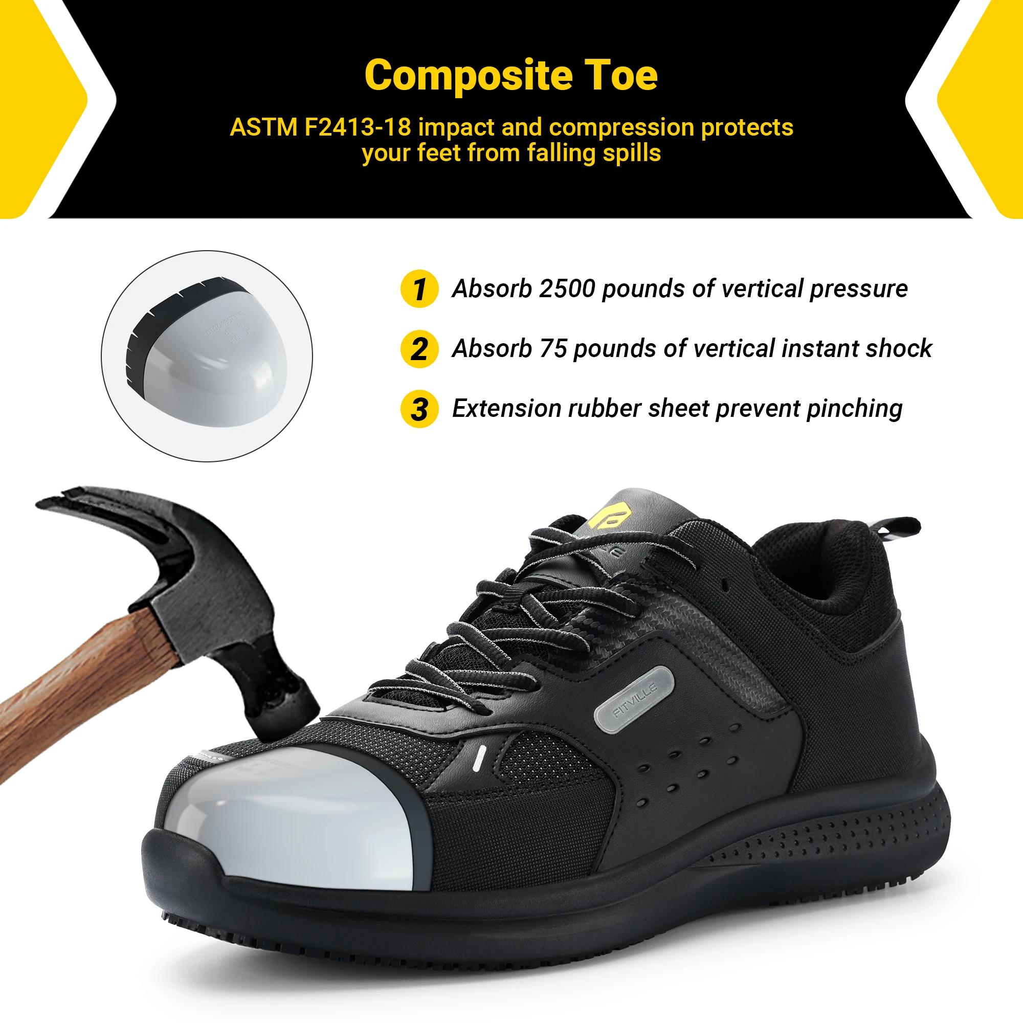 FitVille chaussures de travail Extra larges pour hommes chaussures décontractées anti-dérapant bout