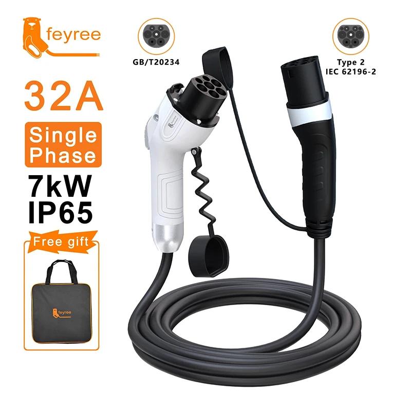 Fey123-Chargeur EV GB/T femelle côté voiture à type 2, prise mâle 16A 3,5 KW 32A 7KW, câble de charg