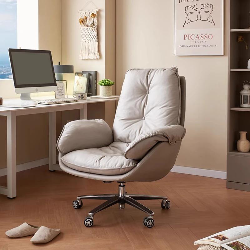Roues nordiques chaise De bureau accoudoir réglable étude chaise Portable en cuir confortable exécut