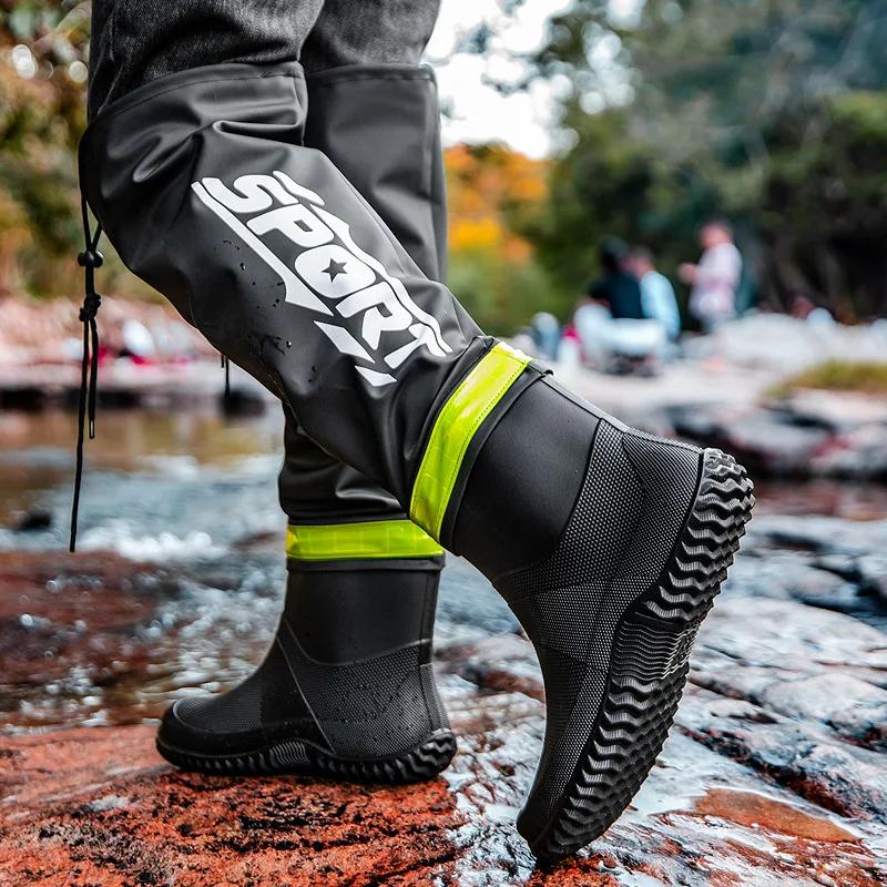 Bottes de pluie montantes pour hommes, imperméables et antidérapantes, style couple, pour l'extérieu