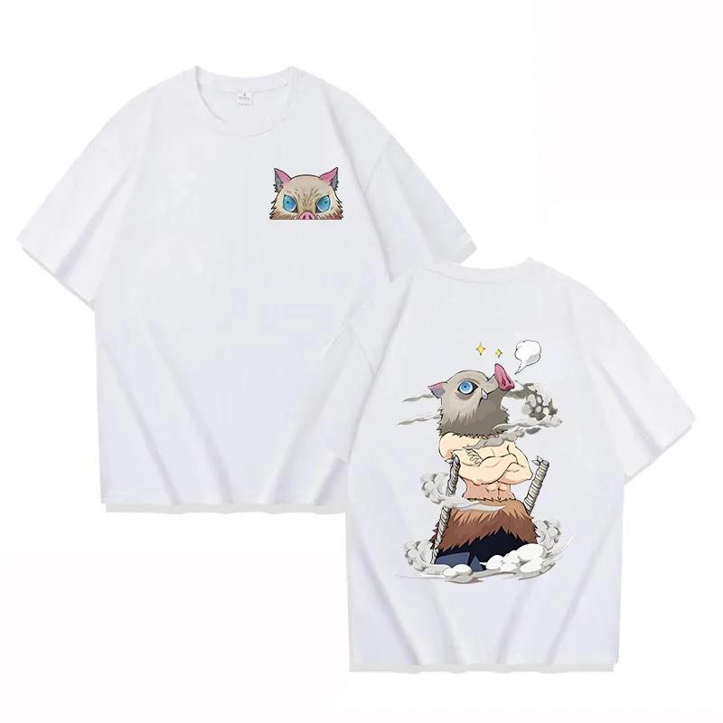 Anime démon Slayer Hashibira Inosuke dessin animé imprimé t-shirt été mode coton à manches courtes c