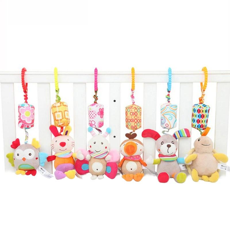 Hochets suspendus sensoriels pour bébé, jouet d'apprentissage doux, animaux en peluche, poussette, l