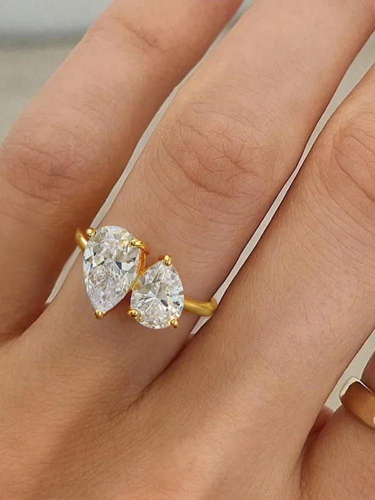 Bagues en argent Sterling 925 pour femmes, goutte d'eau scintillante, entrelacées, éblouissantes, po