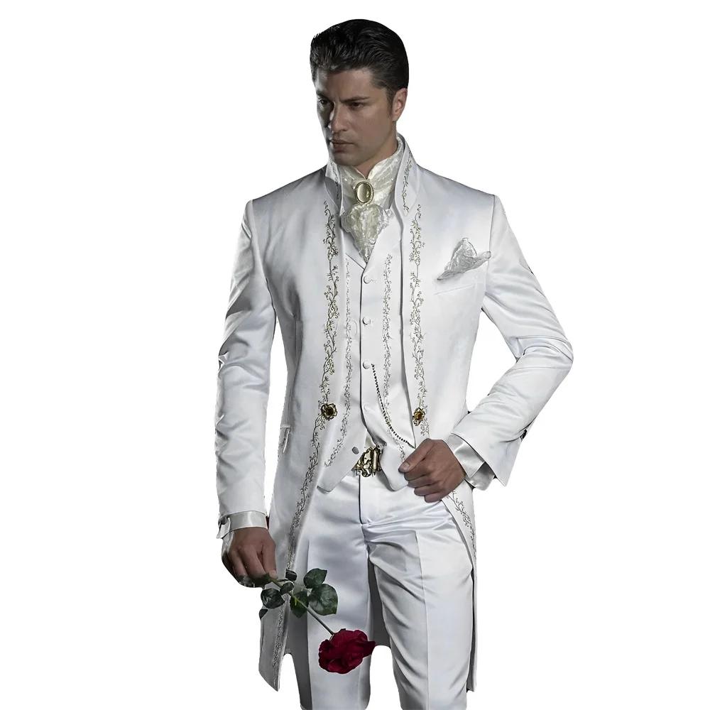 Smoking de mariage brodé pour hommes, robe formelle personnalisée du marié imbibé pour hommes élégan