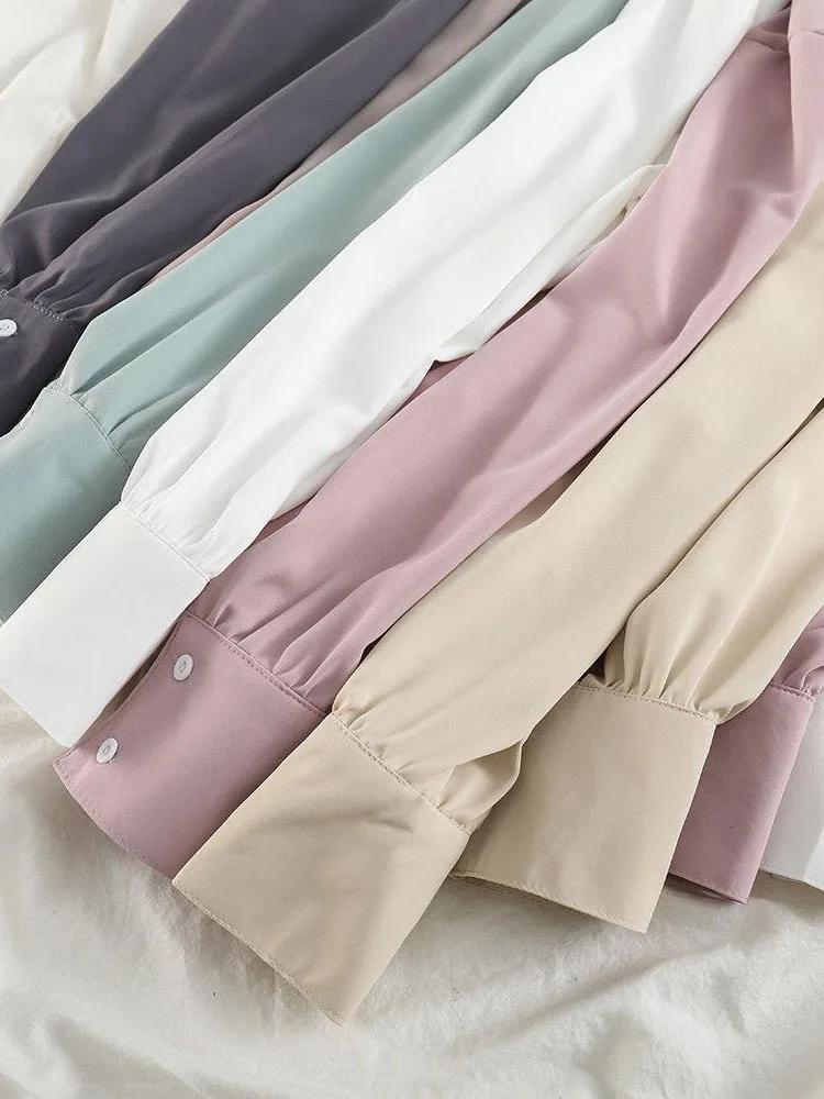 Jmprs – chemises fines en mousseline de soie pour femmes, à manches longues, Protection solaire douc