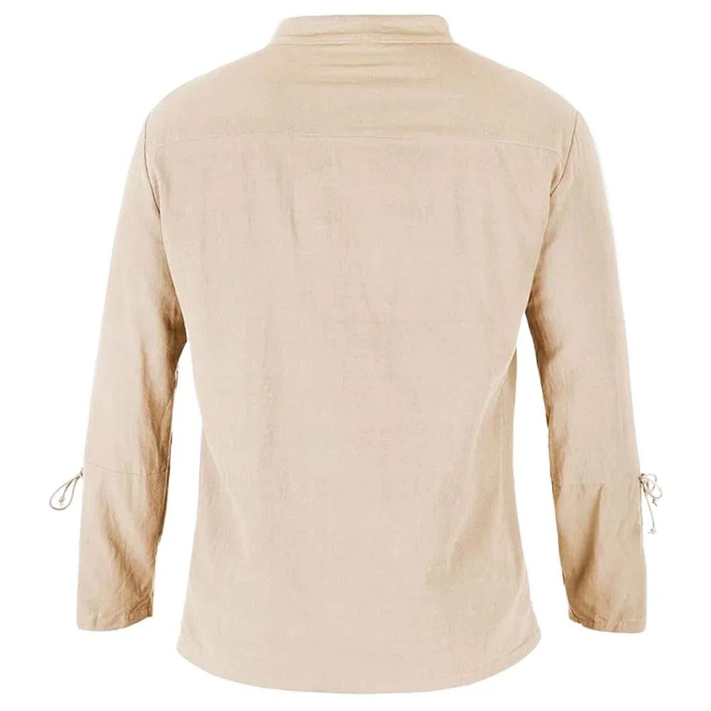 Chemises à manches longues pour hommes, à lacets, col en v, manchette, Pirate médiéval, Streetwear,