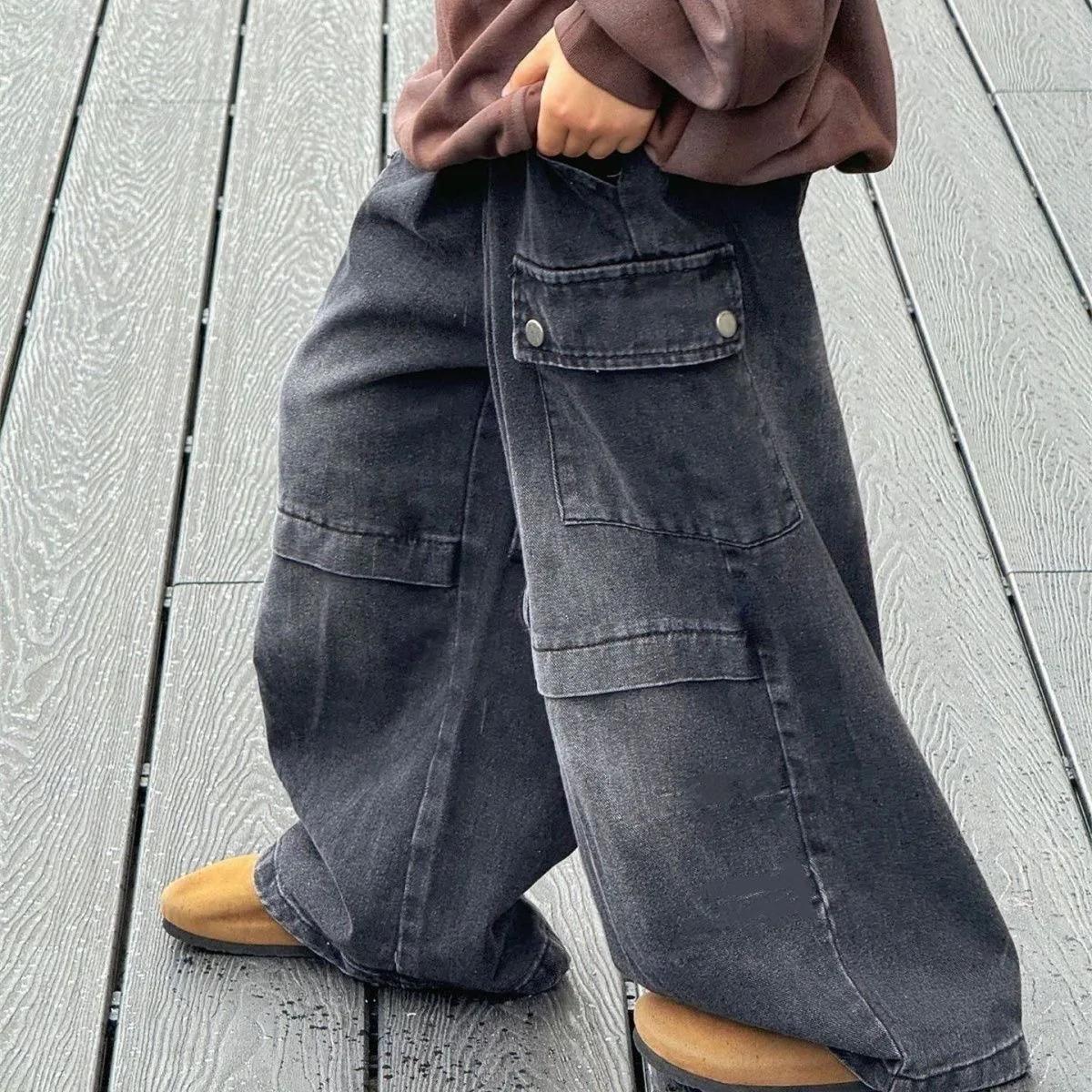 Pantalon rétro UNITIM garçons printemps 2026 - Jean décontracté large denim enfants 2 à 7 ans