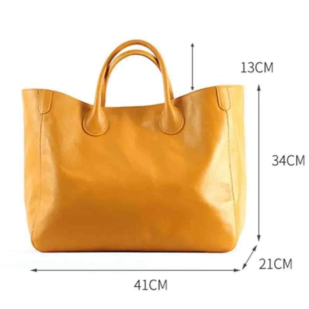Sac à main spacieux en cuir véritable pour femmes, fourre-tout de luxe en cuir de vache décontracté,