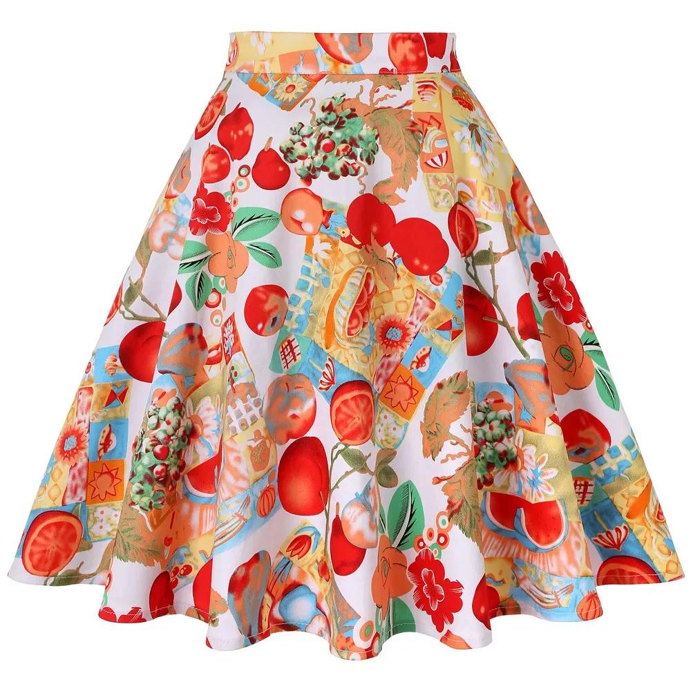 Petit rouge à pois coton femmes Sexy Midi jupe d'été Pin Up taille haute rétro Vintage Rockabilly 50
