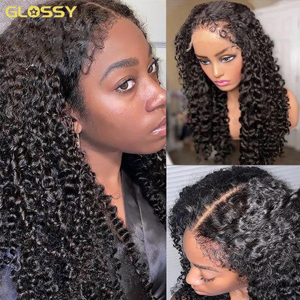 Perruque afro crépue bouclée pour femme, perruques frontales en dentelle, cheveux humains à vague pr
