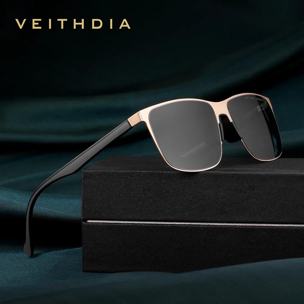 Lunettes de soleil vintage de marque VEITHDIA pour hommes et femmes, en acier inoxydable, verres en