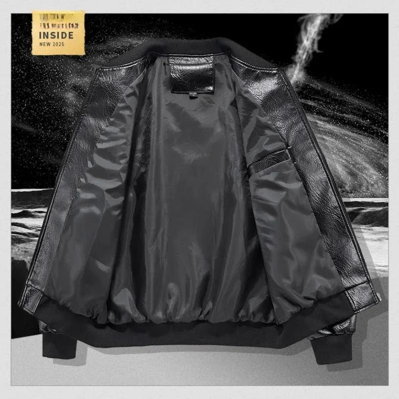 Veste d'automne en cuir de moto brodée pour hommes manteau de motard américain hommes col de Basebal