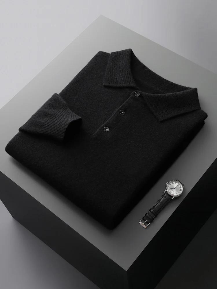 Mode automne hiver nouveau pull en cachemire hommes 100% laine mérinos pull décontracté ample POLO t