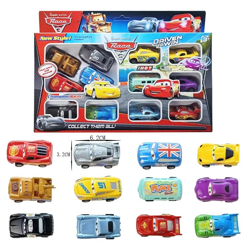 Mini 12 pièces Disney Pixar Cars 3 pistons tasse rebond voiture Collection foudre McQueen Jackson te