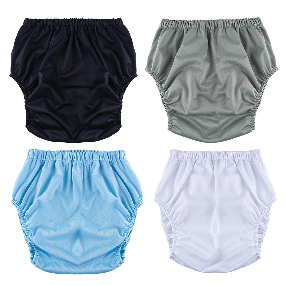 1pc couleur unie imperméable iaper pour adultes lavable réutilisable couche-culotte pantalon anti-fu