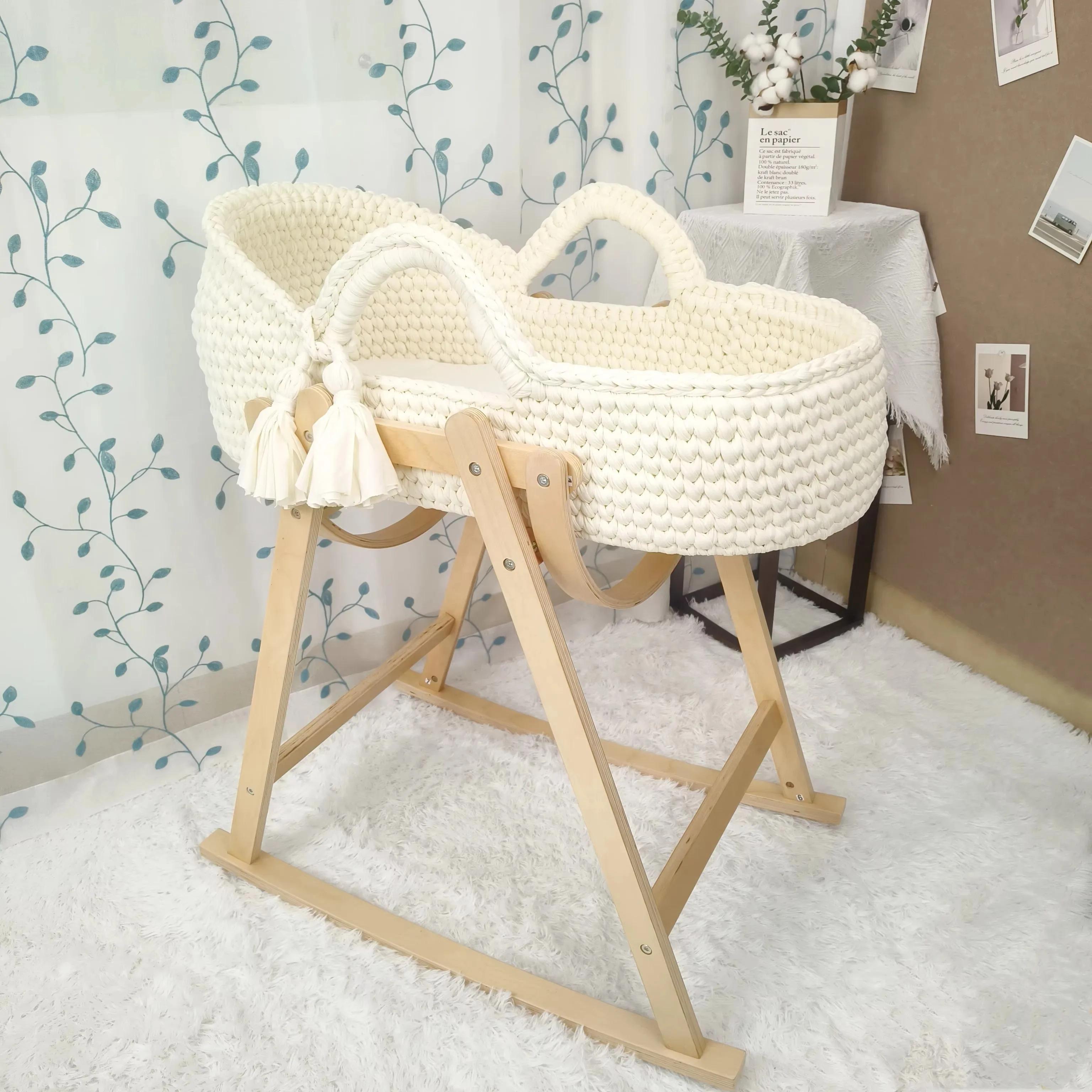 Berceau pour nouveau-né, nid de bébé, chaise longue pour nouveau-né avec cadre en bois et matelas do