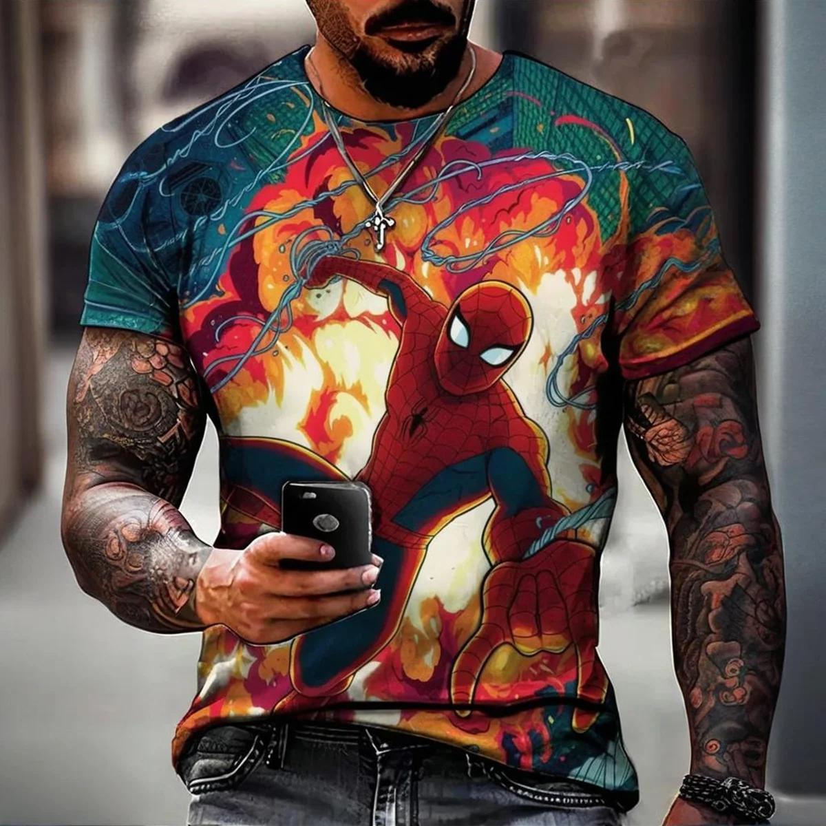 2025 été coloré hommes haut T-shirt 3D imprimé Spider Man venin motif décontracté mode à manches cou