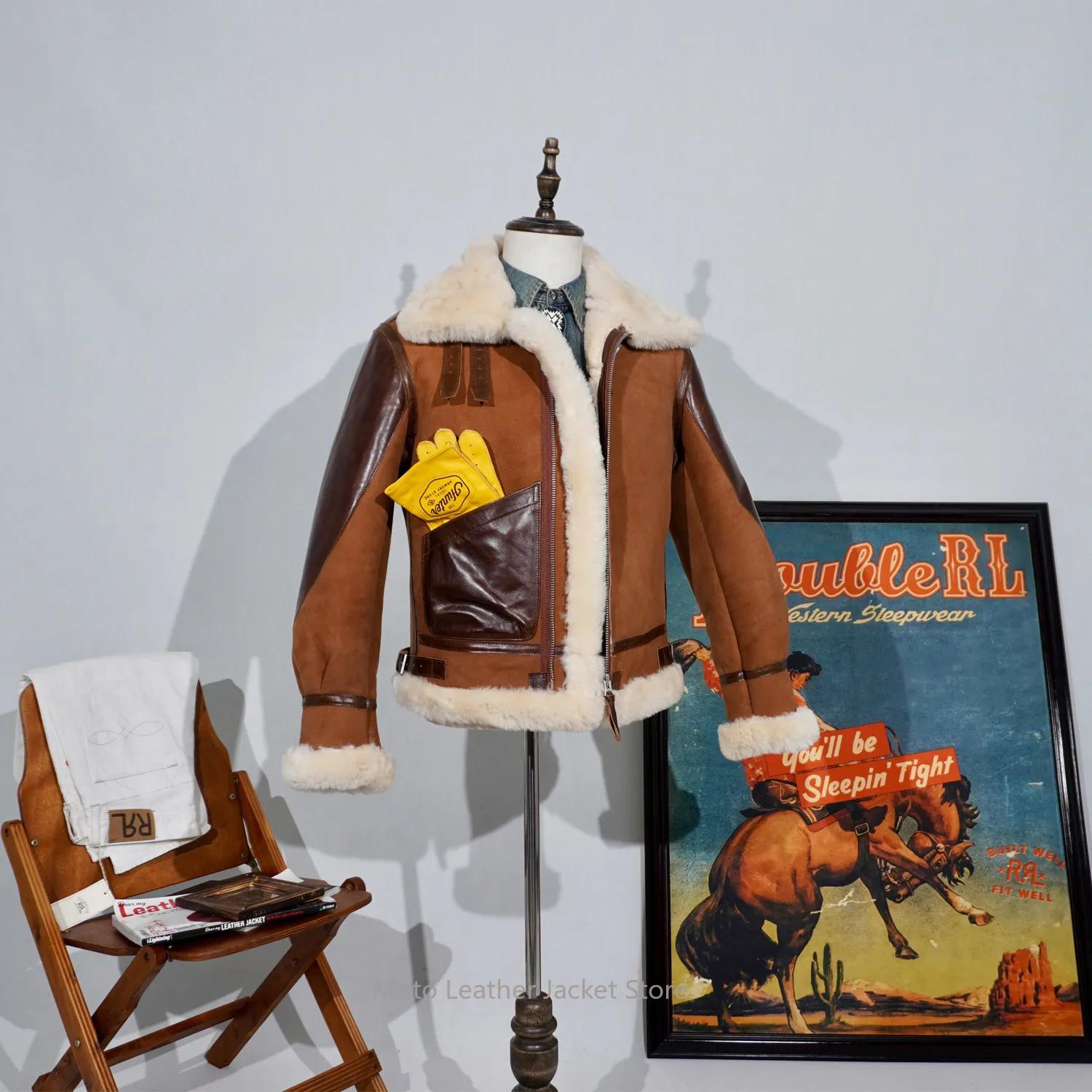 Nouvelle Collection 2026 – Blouson Classique General Barton B3 en Cuir de Cheval avec Manches en Pea