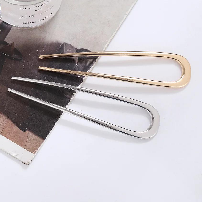 Épingle à cheveux Simple en forme de U, bâtons de cheveux en métal, pinces à cheveux françaises, épi