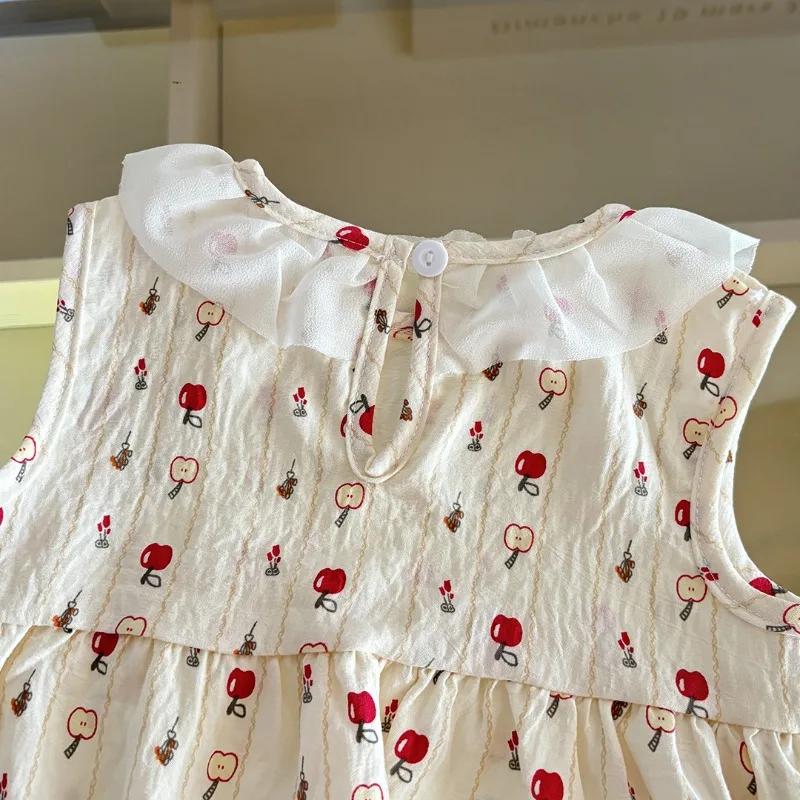 Ensemble deux pièces robe de princesse sans manches avec imprimé Floral, tenue fine d'été pour bébés