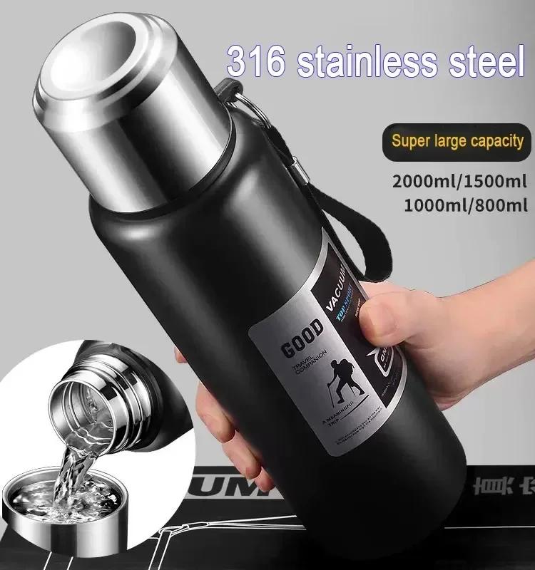 Gobelet thermos thermique froid de grande capacité, acier inoxydable, thé isolé, café, bouteille d'e