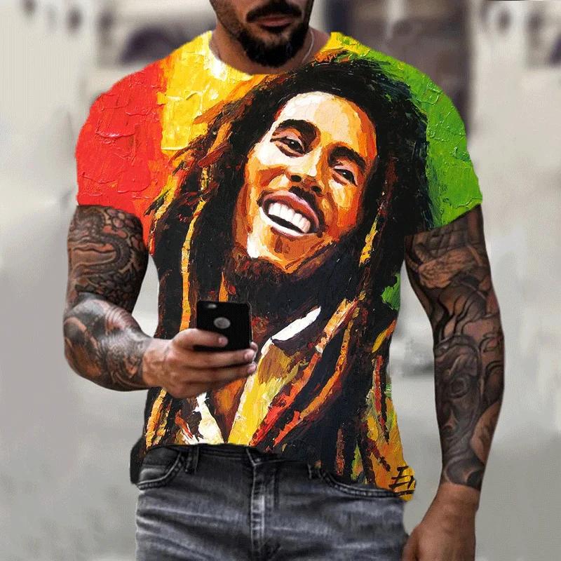 Nouveau Harajuku 3d T-shirt Bob Marley imprimé hommes à manches courtes été décontracté respirant su