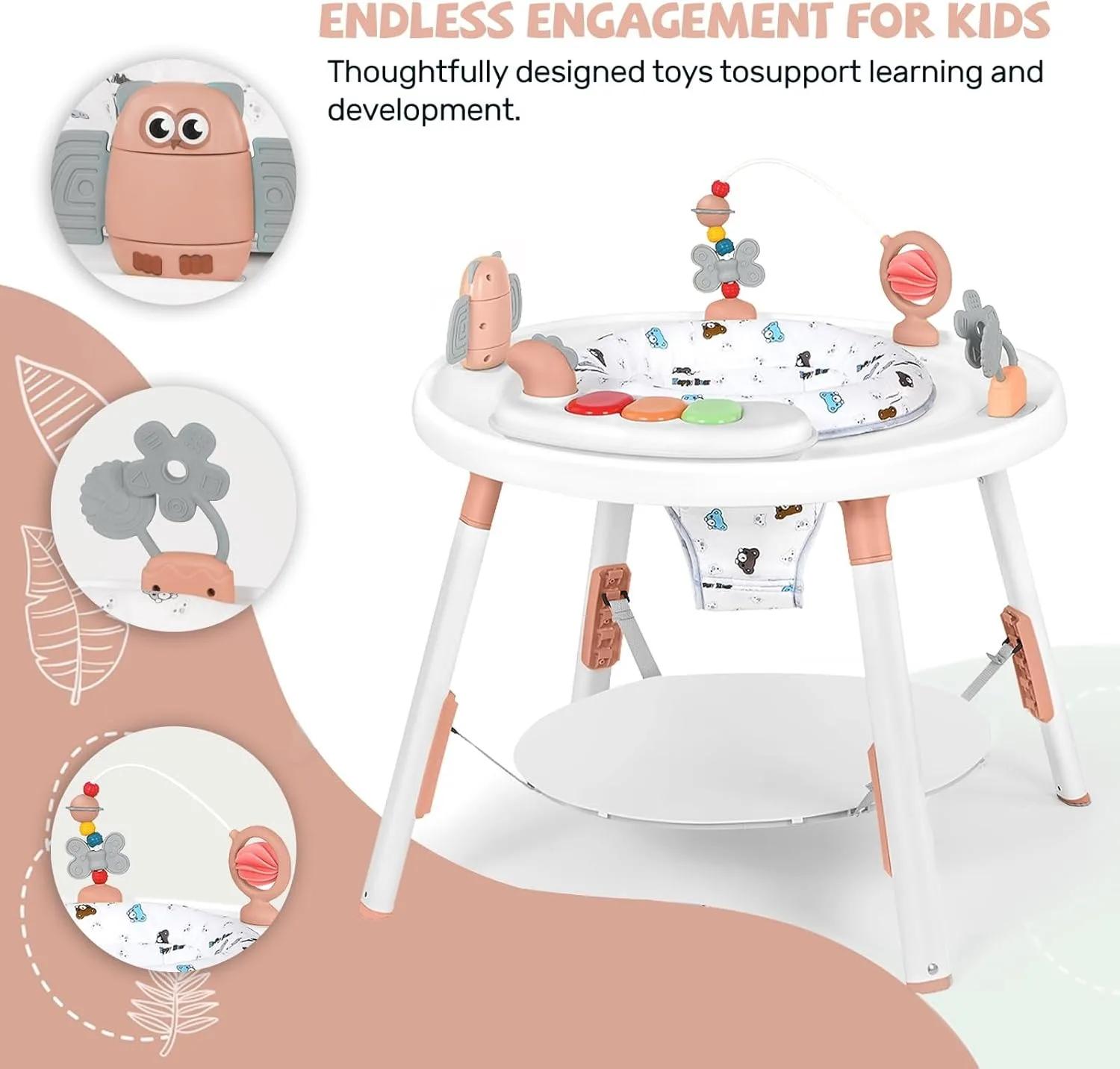 Jumper et table pour centre d'activité 3 en 1 pour bébé – avec jouets amovibles et 360 ° Siège rot