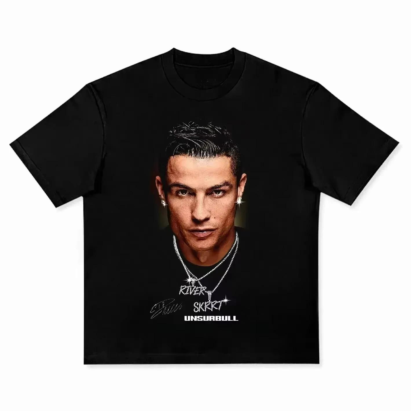 T-shirt homme Cristiano Ronaldo fútbol superestrella Super moda impresa camiseta hombres desgastado