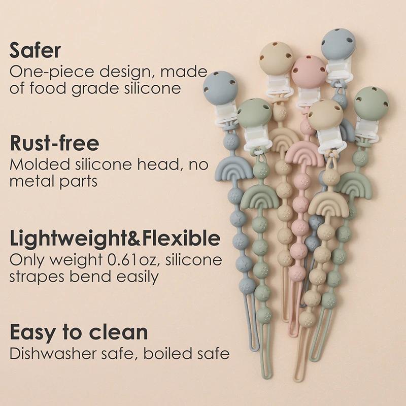 Attache-sucette en Silicone pour bébé, Clip de chaîne, porte-tétine factice, sans BPA, chaîne de den