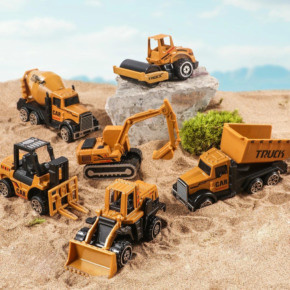 6 pièces/ensemble alliage grue camion voiture Parking jouets ingénierie véhicule tracteur pelle Cons