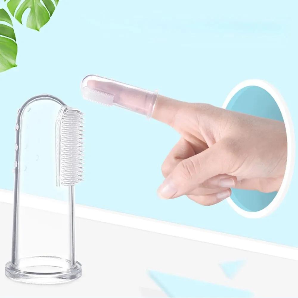 Couverture de doigt en silicone pour bébé, brosse à dents à feuilles caduques, brosse à dents d'entr