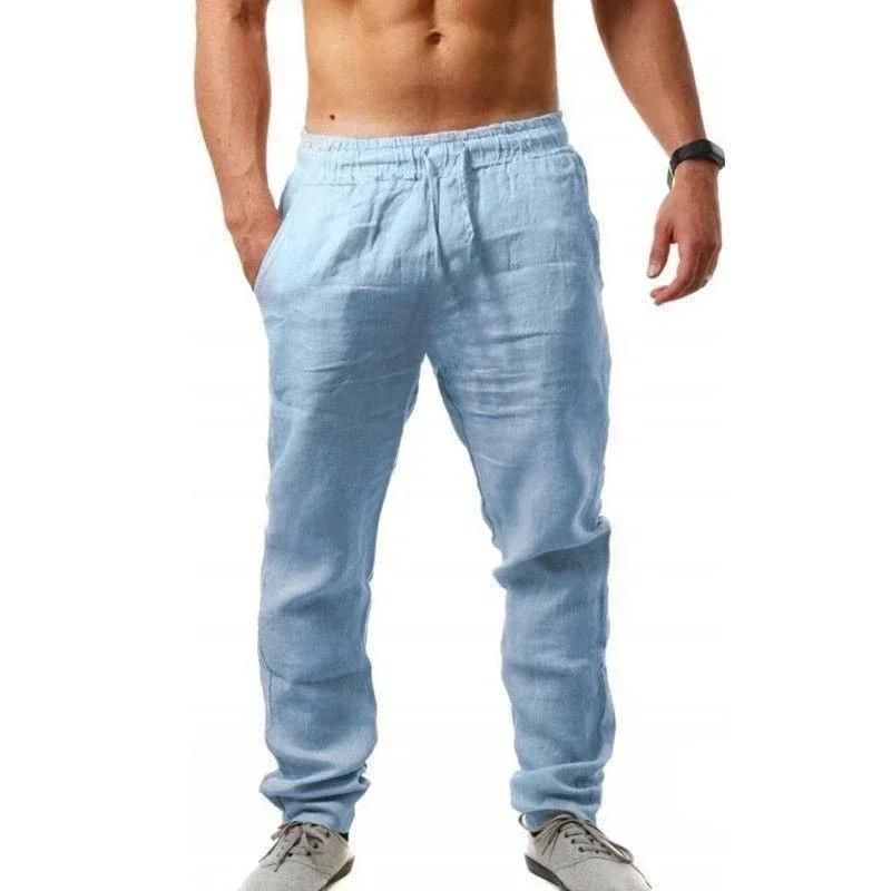 Pantalons de sport nouveau printemps/été marque de mode hommes hip-hop respirant coton lin couleur u
